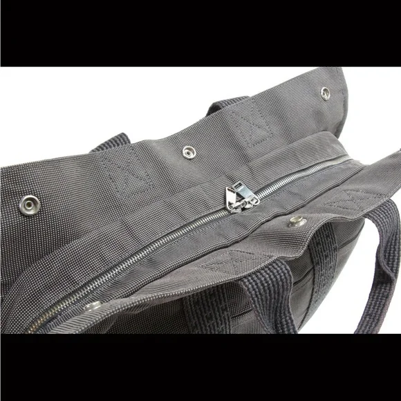 Hermès Paris Herline MM Tote in Black/Grey Canvas